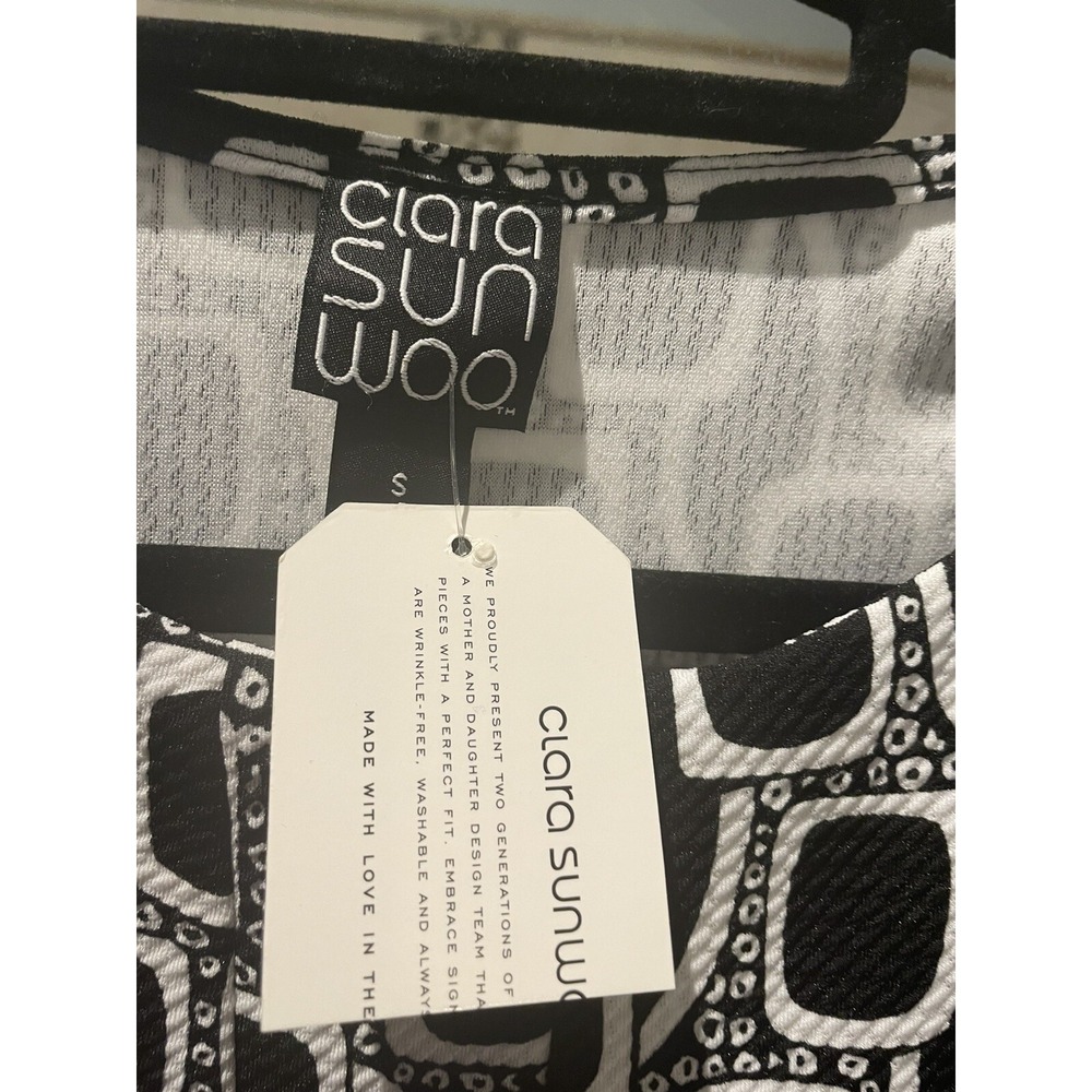 NWT Clara Sun Woo Black White Giraffe Print Mini Stretch Dress Small Sleeveless - Picture 8 of 11